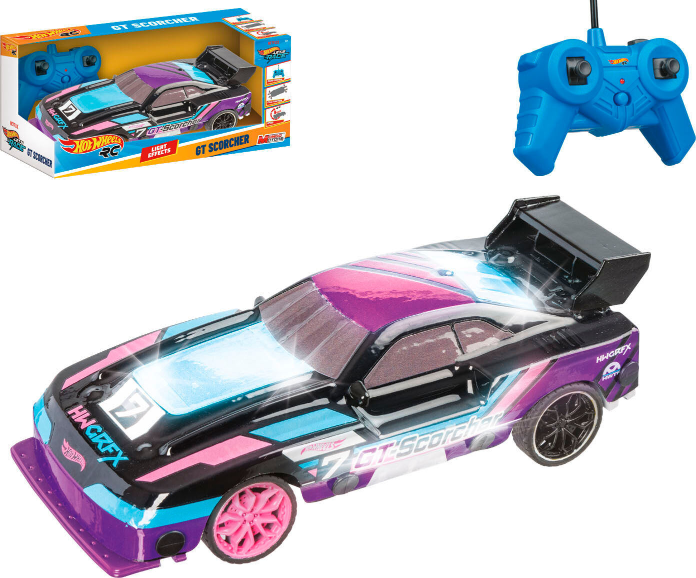 RC-Auto HAPPY PEOPLE "HOT WHEELS RC Lets Race GT Scorcher", bunt, Fernlenkfahrzeuge, Kinder, Kunststoff, RC-Auto, mit Licht-Effekt