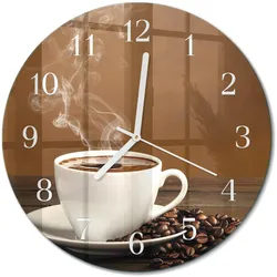 WANDUHR aus Glas Ø30 cm - Kaffee