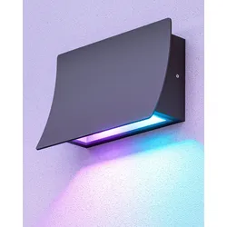 ledscom.de Smarte Außenleuchte SOVA IP44, GU10 max. 15W, Anthrazit Matt, Uplight, Wandleuchte für Garten, Terrasse & Balkon inkl. 2 GU10 (473 lm, 5,5 W, dimmbar, RGBW, Alexa & WLAN)