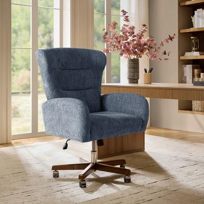 HULALA HOME Josephine Modern Chenille Office Chair with Adjustable Height and Solid Wood Legs