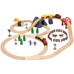 BRIO World Großes Countryside & Cargo Set mit Batteriezug, Kran, Tieren und Holzschienen ab 3 Jahren