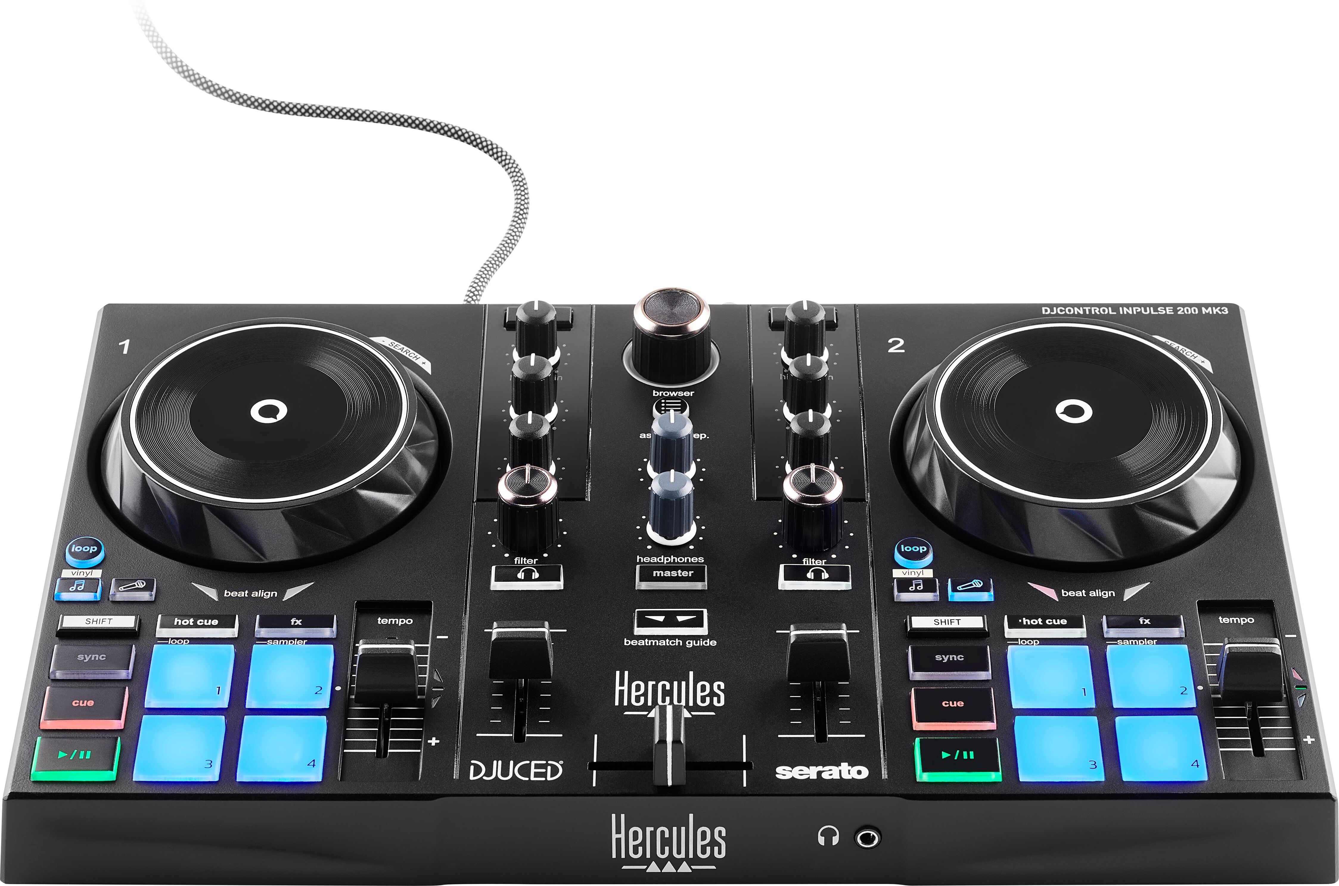 Hercules DJ Controller "DJControl Inpulse 200 MK3", schwarz, B:36,3cm H:8cm T:23,3cm, DJ-Controller, DJ Controller