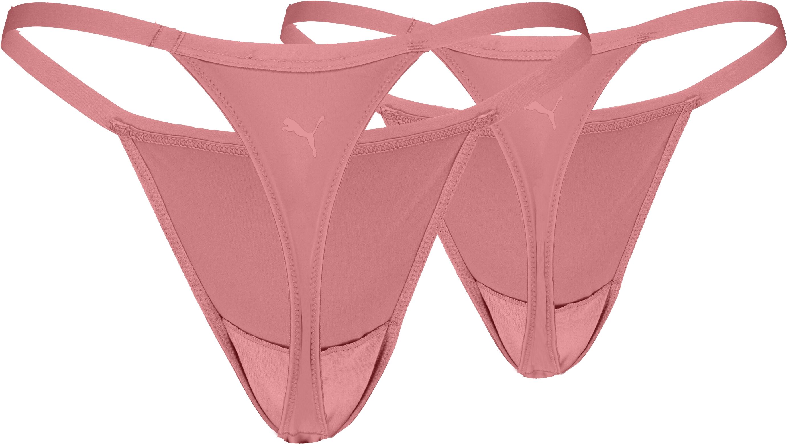 String PUMA "PUMA WOMEN MICROFIBER TANGA STRINGS 2P", Damen, Gr. XL, Microfaser, rosa (dusty pink), Microfaser, Obermaterial: 70% Polyamid, 30% Elasthan, körpernah, Unterhosen String, mit elastischem Bund, Logodruck hinten, Mid-Rise Design dusty pink XL, 