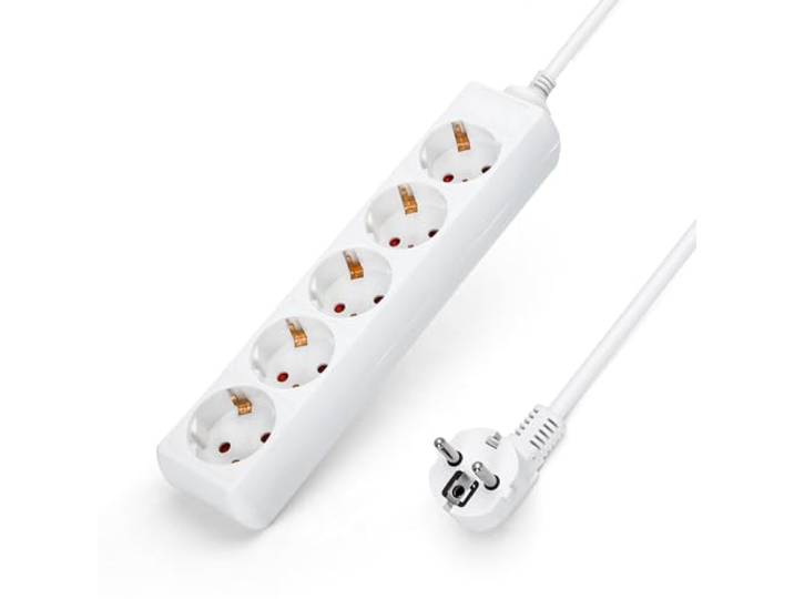 Aigostar Stekkerdoos 5-Voudig met Overspanningsbeveiliging Kinderbeveiliging, 3m Kabel Wit (5-voudig, 3m)
