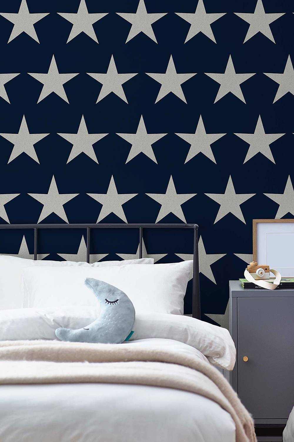 home24 Vliesbehang Stars Blauw Abstract Geometrisch Breedte: 52 cm, Lengte: 1005 cm