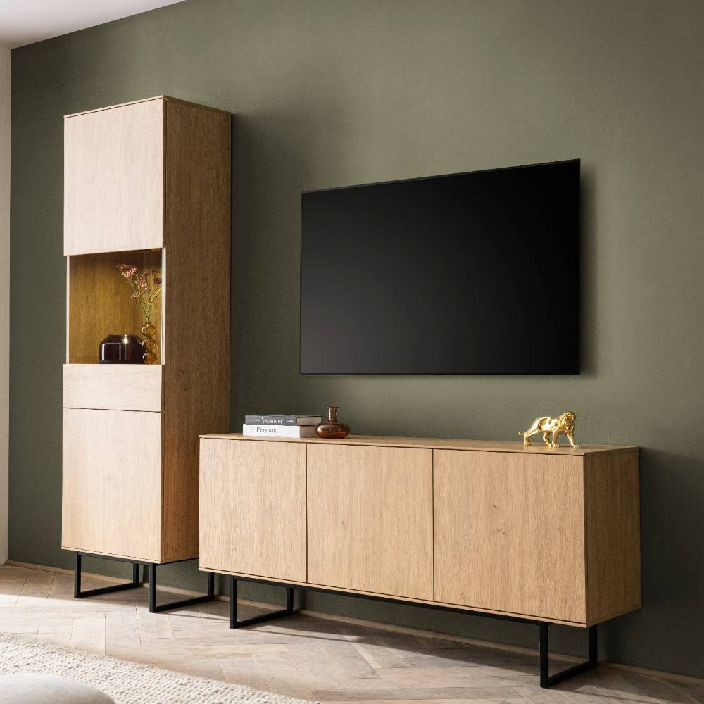 Pharao24.de Wohnwand TV Wohnwand mit Bügelgestellen 200 cm hoch (zweiteilig)