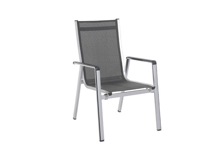 4er Set MWH Elements Stapelstuhl Aluminium/Textilene