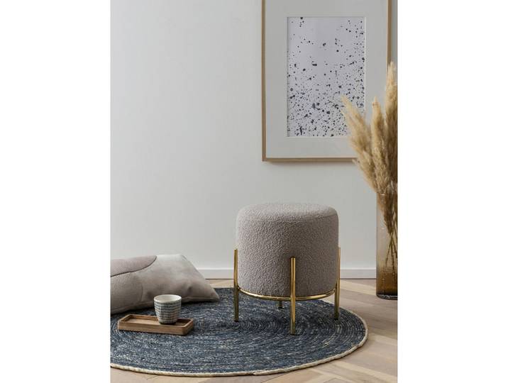 Livetastic Hocker, Taupe, Gold, Metall, rund, 38 cm, Wohnzimmer, Hocker, Sitzhocker