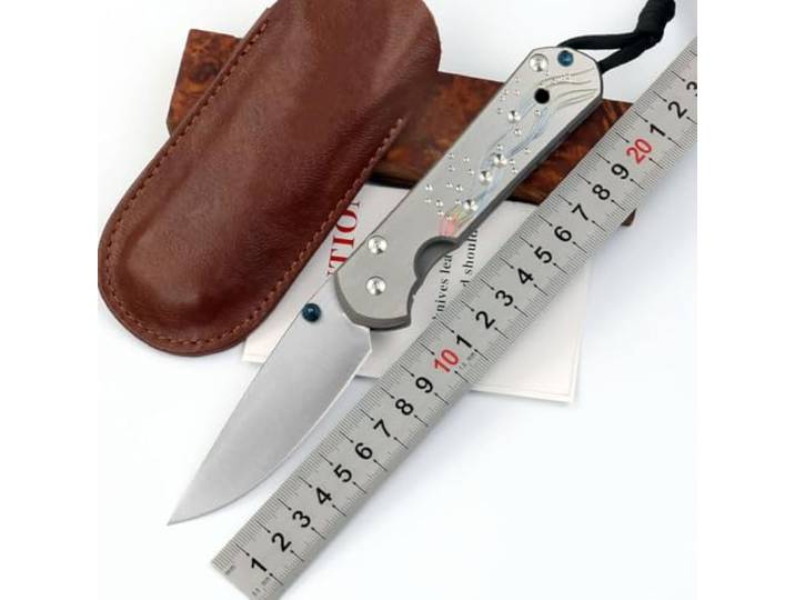 Klappmesser 8.3 Sammeln Taschenmesser mit Geschnitzt Aus Titan & Stahl S35VN, Outdoor Messer Survival Jagdmesser multitool, Einzigartig messer edc mit taschenclip, LederScheide, geschenk für männer