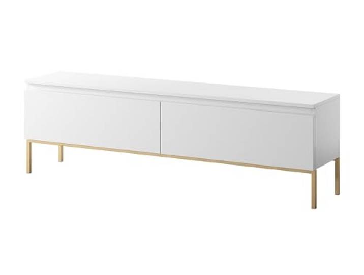 Selsey TV Schrank Board Sideboard Fernsehtisch Fernsehschrank Mit Schränken 150 cm Goldene Beine Weiß Bemmi