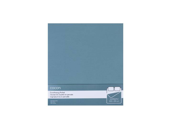 Bettbezug COCON Perkal , blau (eukalyptusgrün), B:200cm L:210cm, Perkal, Obermaterial: 100% Baumwolle, Bettbezüge, Bettbezug