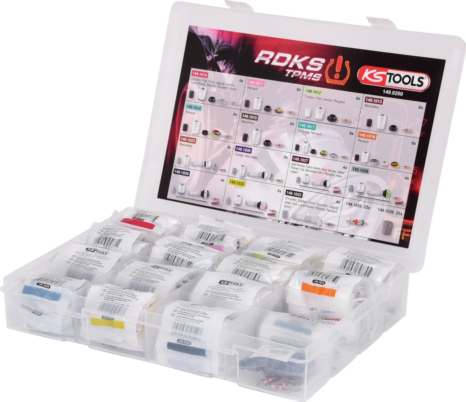 KS Tools RDKS/TPMS serviceassortiment voor bandenspanningscontrolesystemen, 142-delig (149.0200)