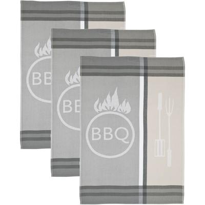 Geschirrtuch ROSS "BBQ", grau (grau, beige), B:50cm L:70cm, 100% Baumwolle, Geschirrtücher, Geschirrtuch, Motivtuch, aus 100% Baumwolle