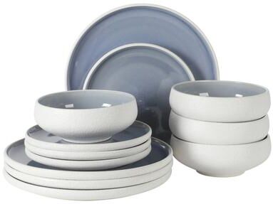 1. Gibson Elite Pacifico Beach 12‑Piece Stoneware Dinnerware Set, Plates & Bowls