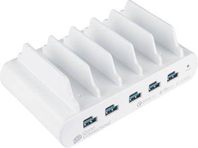 USB-Desktop-Schnellladestation Good Connections, 10er-Port mit 5 x USB-C + 5 x USB-A, Leistung 110 W, weiß
