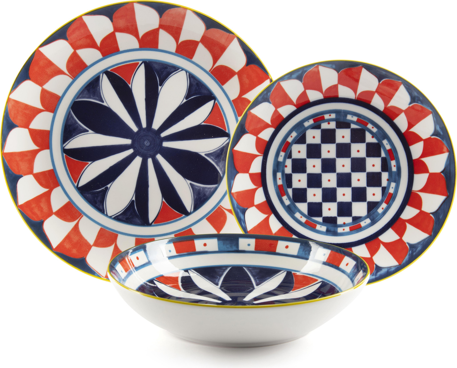 Excelsa 18-delige diner set van Sciacca porselein, meerkleurig