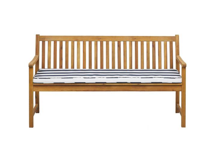 GARTENBANK zertifiziertes Holz hellbraun Auflage blau gestreift 160 cm Vivara