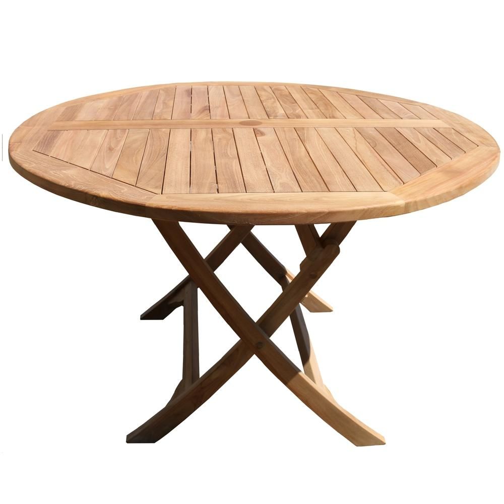 Teako Design Klapptisch Salerno Teakholz Massiv Rund 120cm