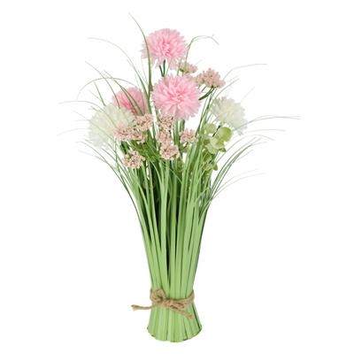 Kunstgras I.GE.A. "Grasbund mit Blüten", rosa, B:25cm H:40cm L:25cm, Polyester, Kunstpflanzen, Deko Grasbusch Gräser Kunstblume Kunstpflanze Künstliche Pflanze