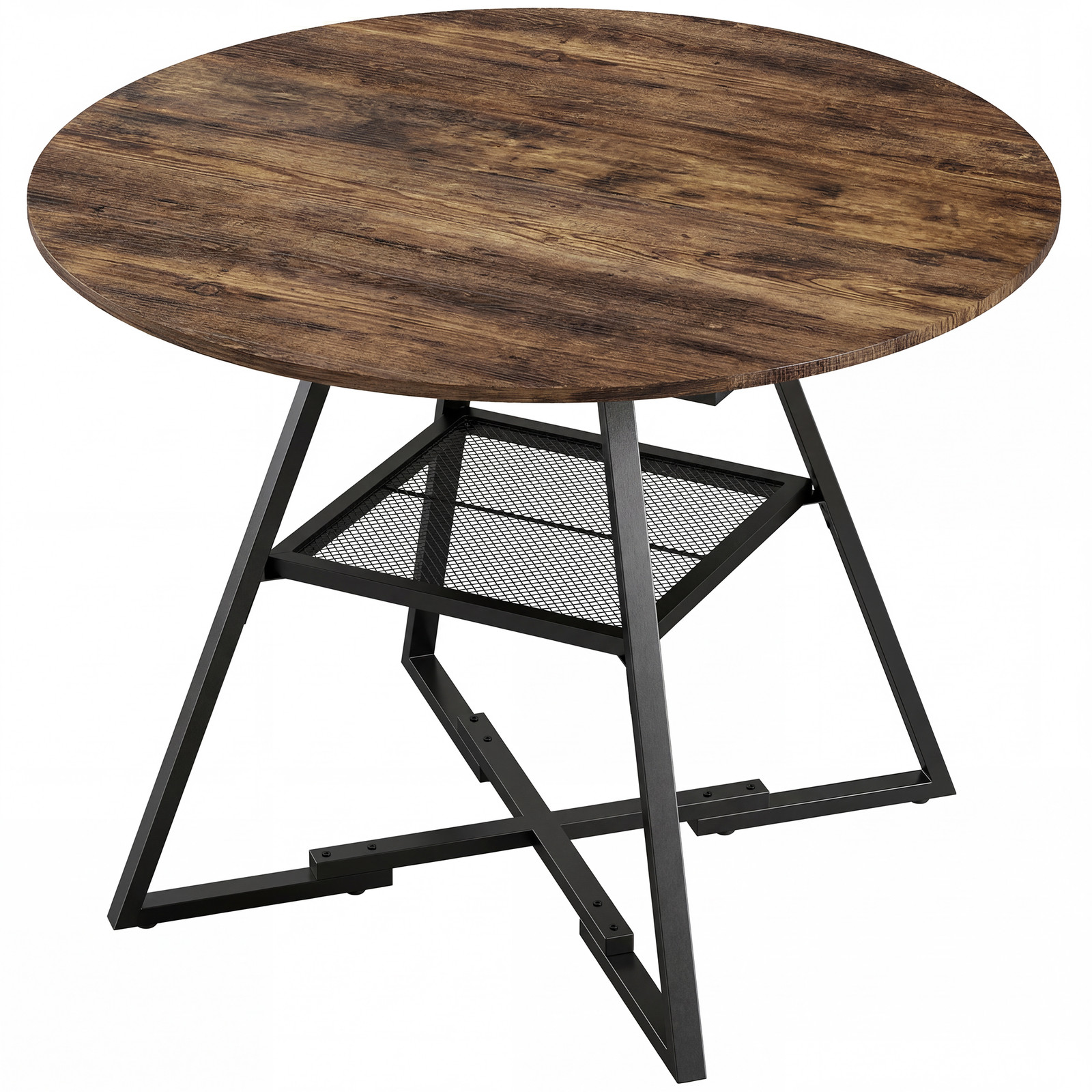 HOMCOM Ronde Eettafel voor 4 personen met opbergruimte, Diameter: 100 cm, Rustiek Bruin
