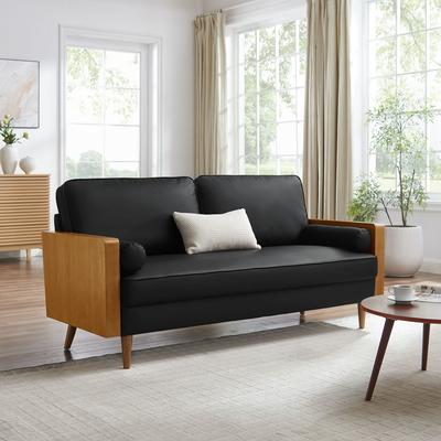 Modway Kellan Vegan Leather Sofa in Walnut Tan