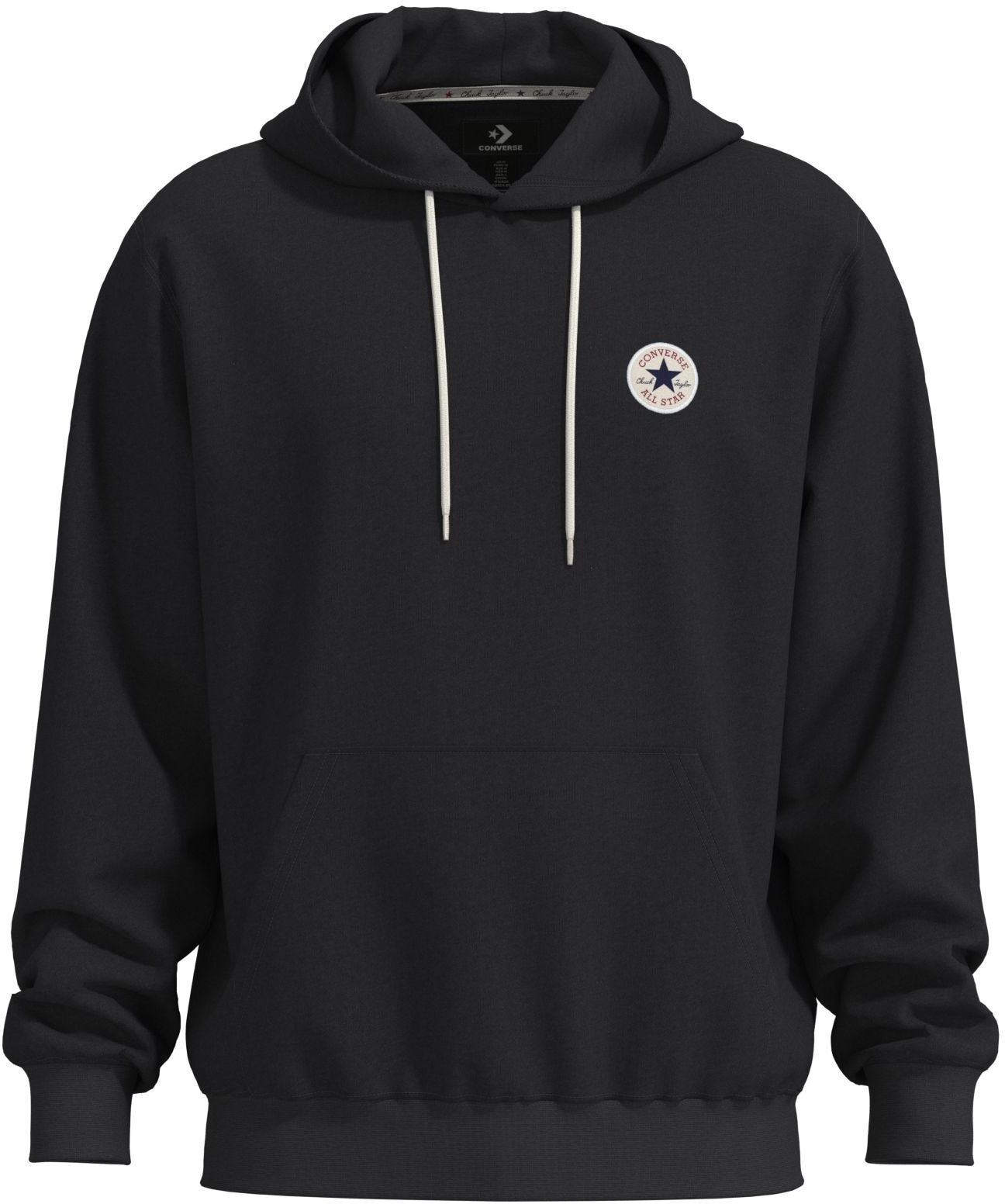 Kapuzensweatshirt CONVERSE "CHUCK PATCH HOODIE (CLASSIC FLEECE)", Herren, Gr. XXL, schwarz (converse schwarz 2), Obermaterial: 80% Baumwolle, 20% Polyester, normal, Rundhals, angesetztes Bündchen, Sweatshirts Kapuzensweatshirt, mit sportlichem Stil, Langa