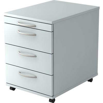 Hammerbacher Rollcontainer 58cm 3 Schübe Bogengriff Grau