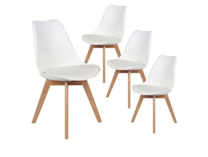 MEDALINE - Lot de 4 Chaises Scandinaves Blanches