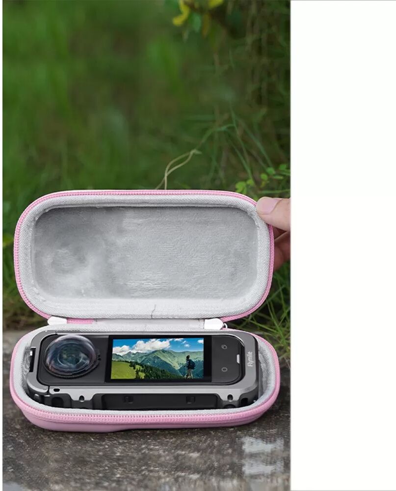 INF Schutzhülle für Insta360 X5: Kompakte Tragetasche mit Karabiner Rosa