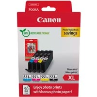 Tinte Photo Value Pack CLI-551XL inkl. 50 Blatt 10x15 Fotopapier