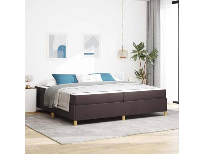 KTHLBRH Bettgestell Dunkelbraun 200 x 200 cm Stoff Ingenieurierter Holzsockel, minimalistisches Design, mit integriertem Behälter