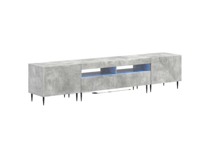 GKHPYURE TV-Möbel-Set, 3-teilig, Grau, Beton, aus technischem Holz Flexible LED-Leuchten, umkehrbare Türen, großer Raum, schlankes Profil, Verwendung im Innenbereich