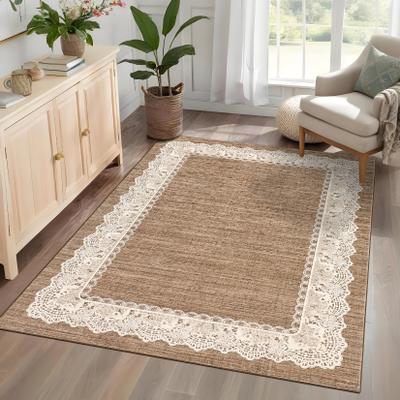 Garvee 350g Imitation Cashmere Area Rug, XM Soft Neutral Minimalist Printed Floor Carpet