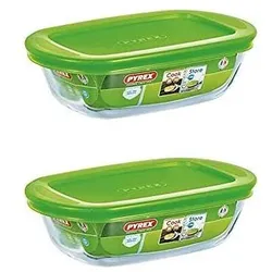 Pyrex transparent Rechteckige Auflaufform mit Deckel, 0,35L, Auflaufform, Transparent