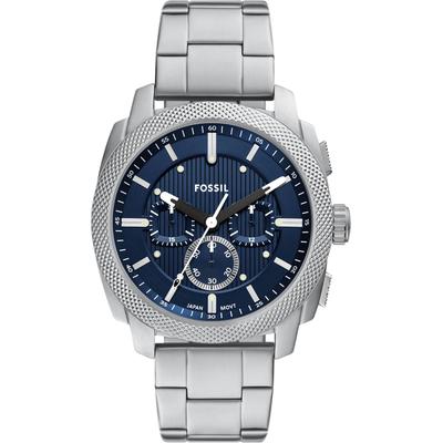 Chronograph FOSSIL "Machine", blau (edelstahlfarben, dunkelblau), Armbanduhren, Herren, Chronograph, Quarzuhr, Armbanduhr, Herrenuhr, Edelstahlarmband, analog