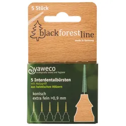 BlackForestLine 5 Interdentalbürsten mit Holzgriff - extra fein >0,9mm konisch