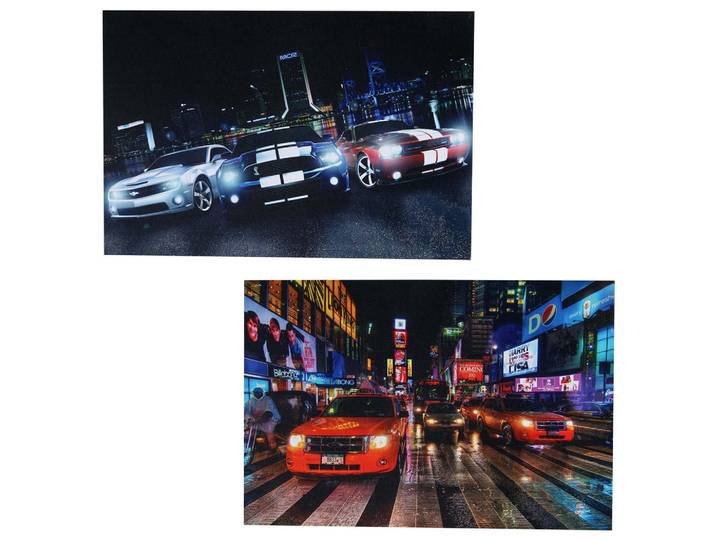 Jamb Led-Bild Cars Mehrfarbig 2er-Set, Holz, 40x60 cm, Bilder & Rahmen, Bilderrahmen, Bilderrahmen & Fotorahmen