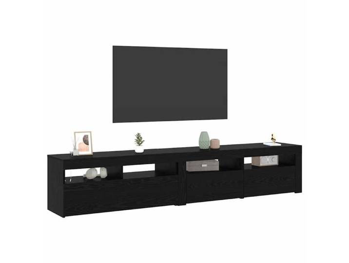 CHIC Noir Meuble TV Moderne - ZENCORE - MEUBLE DE SEJOUR - Cabinet TV - 2 pcs - Chêne noir 210x35x40cm - Bois d'ingénierie 9050