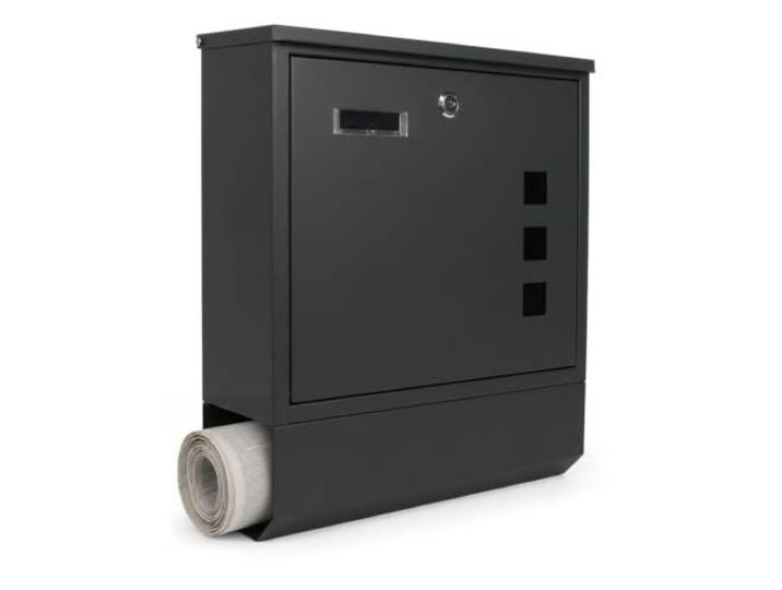 Relaxdays Boîte aux lettres avec porte-journaux\, anthracite RAL7016 41 x 35 x 12\,5 cm\, fenêtre\, porte-nom\, 4 clés