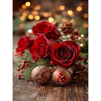 CALVENDO Puzzle Festliche Rosen zu Weihnachten | 1000 Teile Lege-Größe 64x48cm Foto-Puzzle für glückliche Stunden, Sonstige von , Calvendo Puzzle