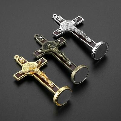 Uplift Picks Christian Jesus Cross Car Ornament Wooden Crucifix Dashboard Decoration bronze