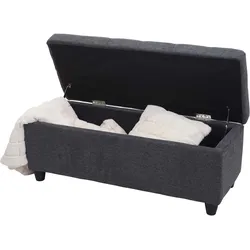 Aufbewahrungs-Truhe Kriens, Sitzbank Bank, Stoff/Textil, 45x114x45cm MVG-zertifiziert ~ dunkelgrau