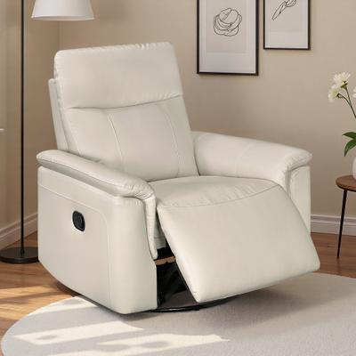 ZWYO HOSIMU Top Grain Leather Foam Glider Swivel Recliner with Pocket Coils, Tab Pull, 360° Rotation, 300LB Capacity