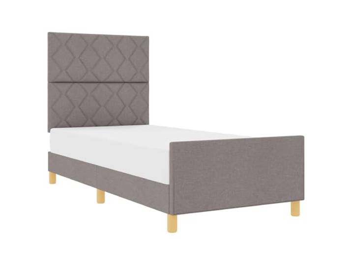 KTHLBRH Bettgestell mit Kopfteil, 100 x 200 cm, Stoff Taupe Holztechnik, Schaumstoffpolsterung, Kopfteil und Fußteil im Lieferumfang enthalten, elegante Linien, moderner Stil