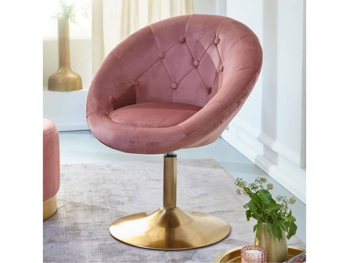 FineBuy Fauteuil Lounge Velours Fauteuil Pivotant avec Chesterfield Motif