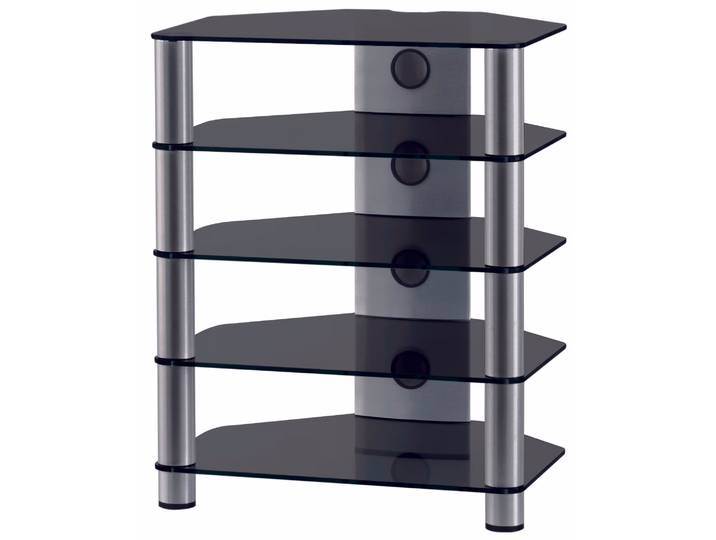 Balcar RX2150-B-SLV HiFi-Rack RX2150 Schwarzglas Alu – TV Möbel