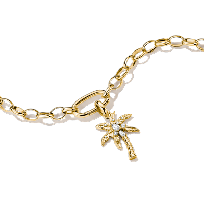 Charm-Einhänger THOMAS SABO "Palmen-Design mit Zirkonia, Anhänger für Charm-Armband - Connect", gelbgoldfarben, kristallweiß, kristallweiß, Charms, Damen, Metall, mit Zirkonia (synth.)