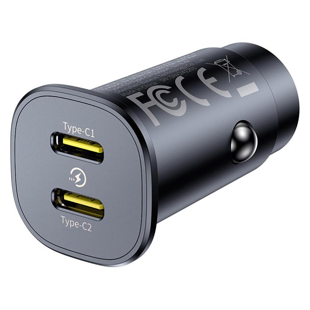 Baseus GoTrip 2 x USB-C 30W Autoladegerät - Schwarz (C00072300123-01)