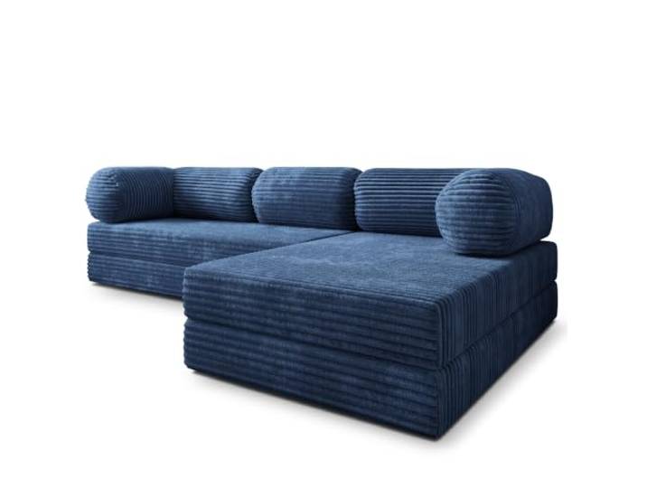 Masseno Schaumstoff-Ecksofas ETERA mit Schlaffunktion, Modulares Schlafsofa aus Schaumstoff, Klappbares Bodensofa, Boneless, Ohne Montage - Blau, TILIA 77