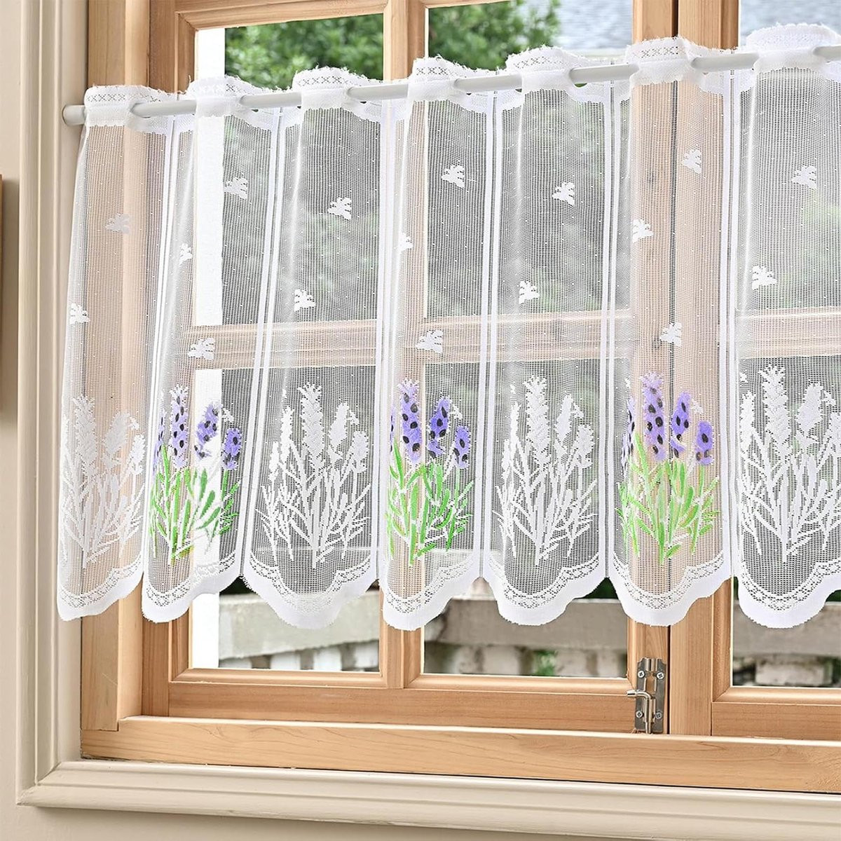 Wit Vitrage Keukengordijn - Kort Bistrogordijn - Lichtdoorlatend Voile - 45 x 160 cm